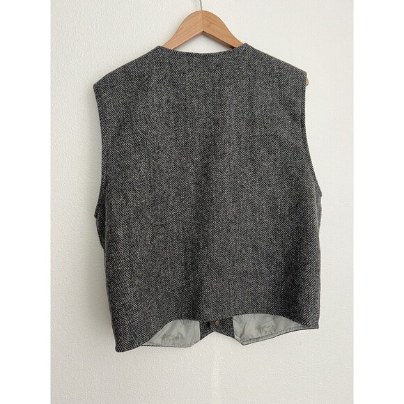 SCHAEFER Western Wool Vest Size Large Gray Herringbone McClure Style 707 USA - Picture 5 of 6